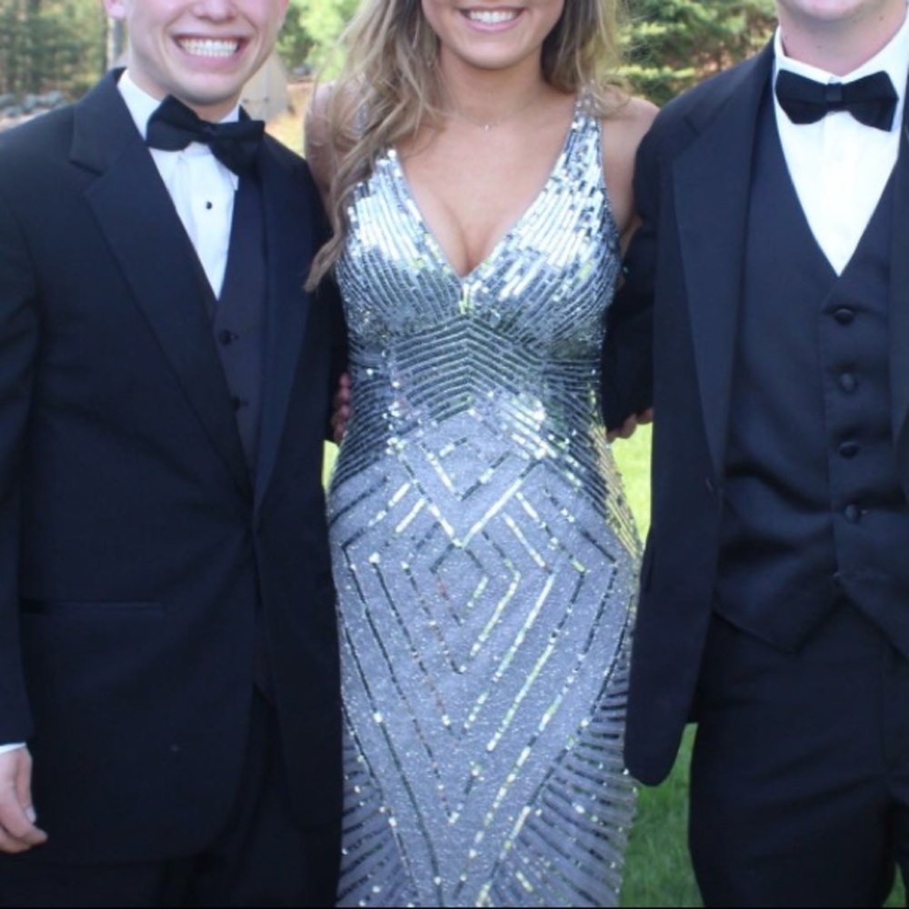 Primavera silver sequin prom dress - Picture 4 of 5